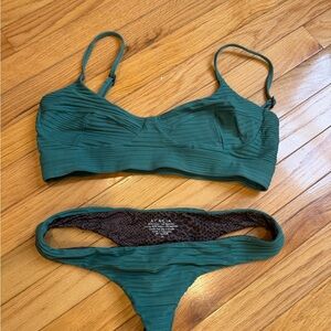 acacia swimwear Forest Green Ribbed Bikini Set